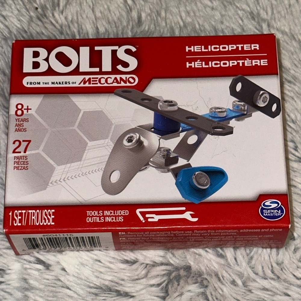 Meccano Bolts Helicopter Building Set 27 Parts Metal STEM Toy Spin Master